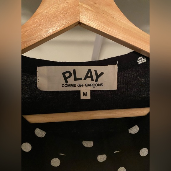 COMME DES GARÇONS PLAY Black Polka Dot Long Sleeve T-Shirt - Picture 3 of 3